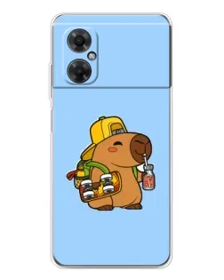Чехол для Xiaomi Redmi Note 11R с картинкой «Капибара на скейте»