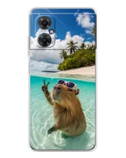 Чехол для Xiaomi Redmi Note 11R с картинкой «Капибара на море»