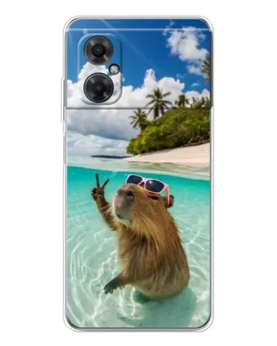 Чехол для Xiaomi Redmi Note 11R с картинкой «Капибара на море»