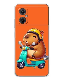 Чехол для Xiaomi Redmi Note 11R с картинкой «Капибара на скутере»