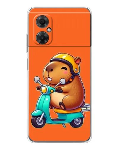 Чехол для Xiaomi Redmi Note 11R с картинкой «Капибара на скутере»