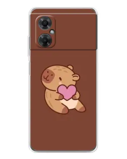Чехол для Xiaomi Redmi Note 11R с картинкой «Капибара с сердцем»