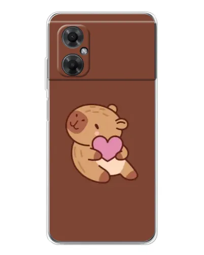 Чехол для Xiaomi Redmi Note 11R с картинкой «Капибара с сердцем»