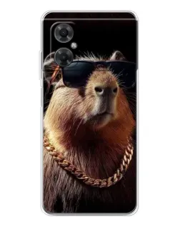 Чехол для Xiaomi Redmi Note 11R с картинкой «Капибара золотая цепь»