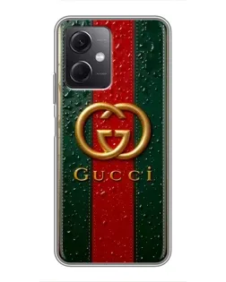 Чохол для Xiaomi Redmi Note 12 (5G) з картинкою «Gucci — фірмова смуга та золото»