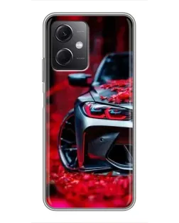 Чохол для Xiaomi Redmi Note 12 (5G) з картинкою «Спортивна BMW та квіти»