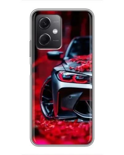 Чохол для Xiaomi Redmi Note 12 (5G) з картинкою «Спортивна BMW та квіти»