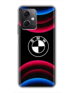 Чохол для Xiaomi Redmi Note 12 (5G) з картинкою «Логотип BMW та неонові дуги»