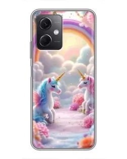 Чохол для Xiaomi Redmi Note 12 (5G) з картинкою «Веселка і єдинороги»