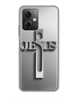 Чехол для Xiaomi Redmi Note 12 (5G) с картинкой «Металлический крест Jesus»