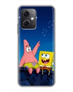 Чохол для Xiaomi Redmi Note 12 (5G) з картинкою «Губка Боб та Патрік вночі»
