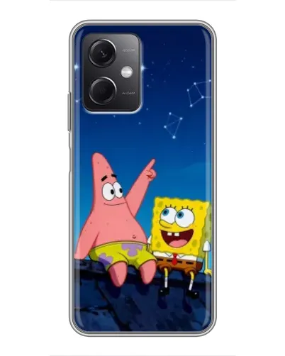 Чохол для Xiaomi Redmi Note 12 (5G) з картинкою «Губка Боб та Патрік вночі»