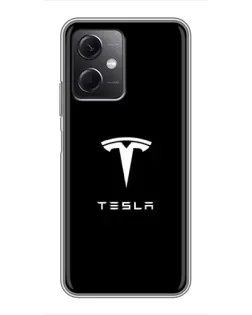 Чохол для Xiaomi Redmi Note 12 (5G) з картинкою «Tesla White Logo»