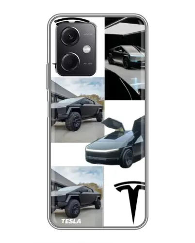 Чохол для Xiaomi Redmi Note 12 (5G) з картинкою «Колаж Cybertruck Tesla»