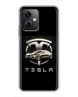 Чохол для Xiaomi Redmi Note 12 (5G) з картинкою «Tesla — срібне авто»