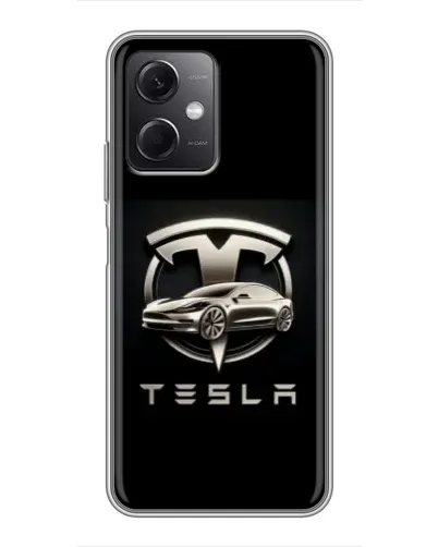 Чохол для Xiaomi Redmi Note 12 (5G) з картинкою «Tesla — срібне авто»