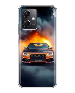 Чохол для Xiaomi Redmi Note 12 (5G) з картинкою «Audi у вогняному диму»