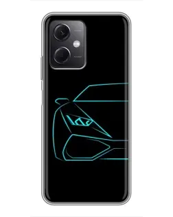 Чохол для Xiaomi Redmi Note 12 (5G) з картинкою «Блакитний силует Lamborghini»