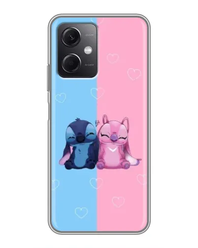 Чехол для Xiaomi Redmi Note 12 (5G) с картинкой «Stitch и Angel Love»