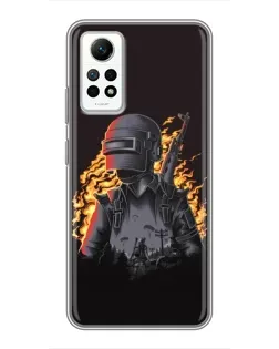 Чехол для Xiaomi Redmi Note 12 Pro (4g) с картинкой «PUBG — огненный силуэт»