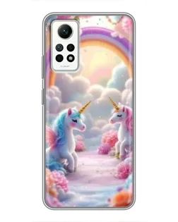 Чехол для Xiaomi Redmi Note 12 Pro (4g) с картинкой «Радуга и единороги»