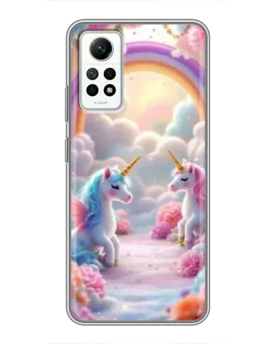 Чехол для Xiaomi Redmi Note 12 Pro (4g) с картинкой «Радуга и единороги»