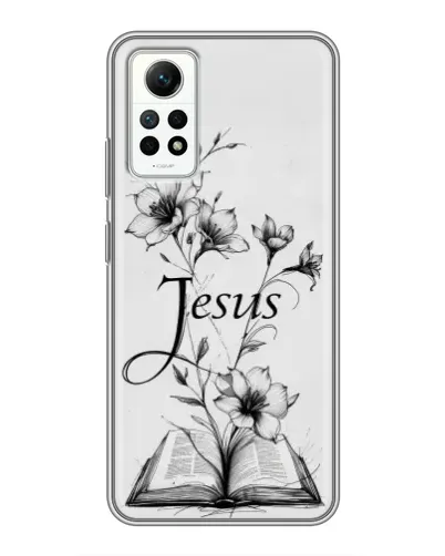 Чехол для Xiaomi Redmi Note 12 Pro (4g) с картинкой «Цветы и Библия»