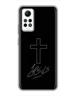 Чехол для Xiaomi Redmi Note 12 Pro (4g) с картинкой «Графический крест Jesus» Чехол для Xiaomi Redmi Note 12 Pro (4g) с картинкой «Графический крест Jesus»