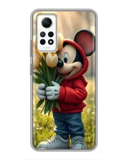 Чехол для Xiaomi Redmi Note 12 Pro (4g) с картинкой «Микки с тюльпанами»