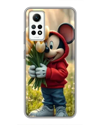 Чехол для Xiaomi Redmi Note 12 Pro (4g) с картинкой «Микки с тюльпанами»