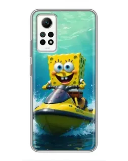 Чехол для Xiaomi Redmi Note 12 Pro (4g) с картинкой «Спанч Боб на гидроцикле»