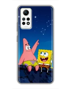 Чехол для Xiaomi Redmi Note 12 Pro (4g) с картинкой «Губка Боб и Патрик ночью»