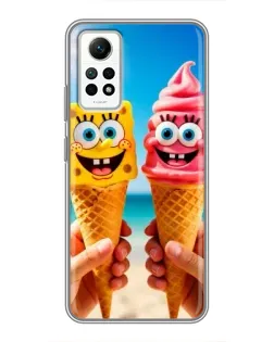 Чехол для Xiaomi Redmi Note 12 Pro (4g) с картинкой «Спанч Боб мороженое»