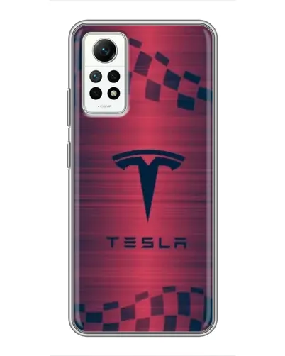 Чехол для Xiaomi Redmi Note 12 Pro (4g) с картинкой «Тесла красный карбон»