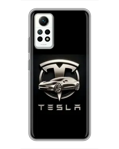Чехол для Xiaomi Redmi Note 12 Pro (4g) с картинкой «Tesla — серебристое авто»