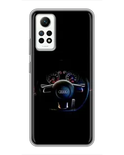 Чехол для Xiaomi Redmi Note 12 Pro (4g) с картинкой «Салон Audi — руль»