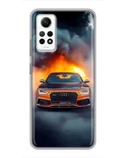 Чехол для Xiaomi Redmi Note 12 Pro (4g) с картинкой «Audi в огненном дыму»