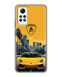 Чехол для Xiaomi Redmi Note 12 Pro (4g) с картинкой «Желтый Lamborghini город»