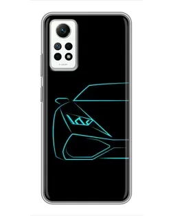 Чехол для Xiaomi Redmi Note 12 Pro (4g) с картинкой «Голубой силуэт Lamborghini»