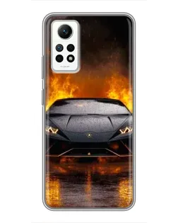 Чехол для Xiaomi Redmi Note 12 Pro (4g) с картинкой «Lamborghini в огне»