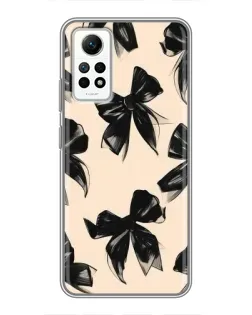 Чехол для Xiaomi Redmi Note 12 Pro (4g) с картинкой «Паттерн черные банты»