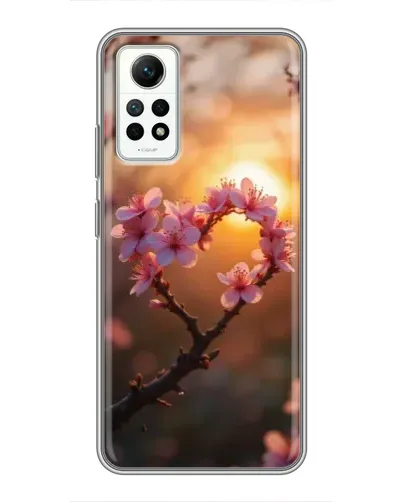 Чехол для Xiaomi Redmi Note 12 Pro (4g) с картинкой «Розовый цвет сердце на фоне заката»