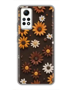 Чехол для Xiaomi Redmi Note 12 Pro (4g) с картинкой «Узор из маленьких подсолнухов»