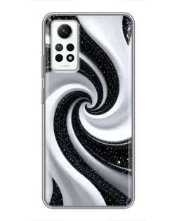 Чехол для Xiaomi Redmi Note 12 Pro (4g) с картинкой «Черно-белая спираль»