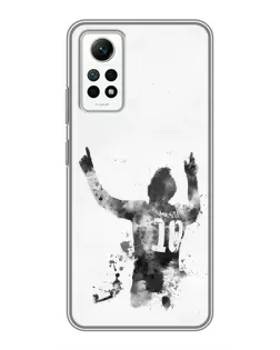 Чехол для Xiaomi Redmi Note 12 Pro (4g) с картинкой «Черно-белый силуэт Месси»