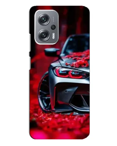 Чехол для Xiaomi Redmi Note 12 Pro Plus с картинкой «Спортивная BMW и цветы»