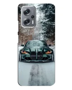 Чехол для Xiaomi Redmi Note 12 Pro Plus с картинкой «BMW в зимнем лесу»