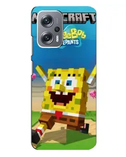 Чехол для Xiaomi Redmi Note 12 Pro Plus с картинкой «Губка Боб Minecraft»