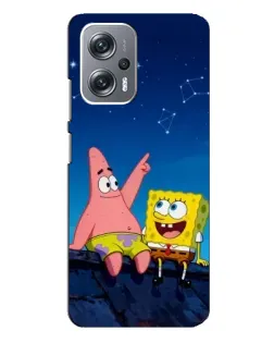 Чехол для Xiaomi Redmi Note 12 Pro Plus с картинкой «Губка Боб и Патрик ночью»