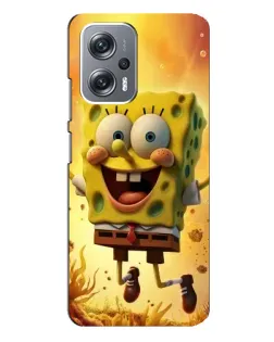 Чехол для Xiaomi Redmi Note 12 Pro Plus с картинкой «Губка Боб прыгает»